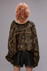 TAPED CROSSOVER BUBBLE SHIRT - OLIVE FLORAL | R13 near me