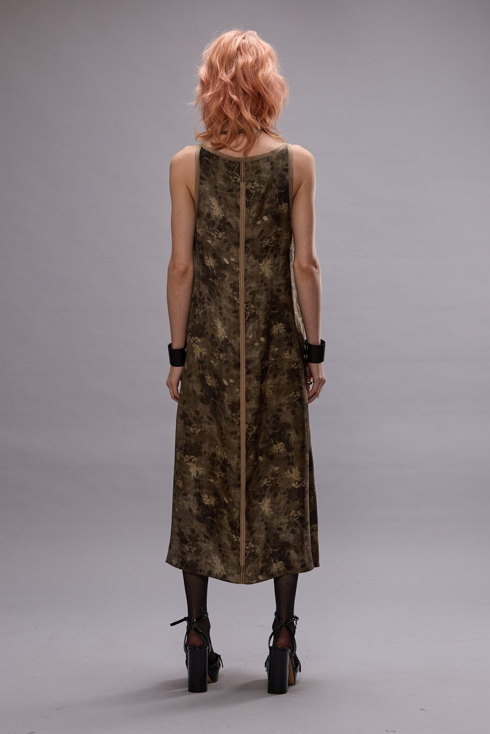 TAPED TANK DRESS - OLIVE FLORAL | R13 outlet