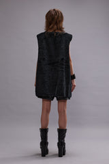 ZIPPERED FUR VEST - MIDNIGHT | R13 outlet
