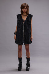 ZIPPERED FUR VEST - MIDNIGHT | R13 outlet