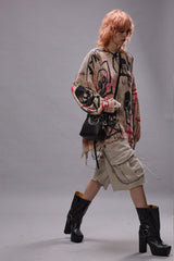 PRINTED OVERSIZED SWEATER - SKULL GRAFFITI PRINT | R13 ONLINE
