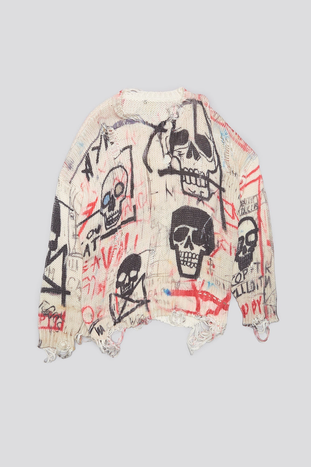 PRINTED OVERSIZED SWEATER - SKULL GRAFFITI PRINT | R13 ONLINE