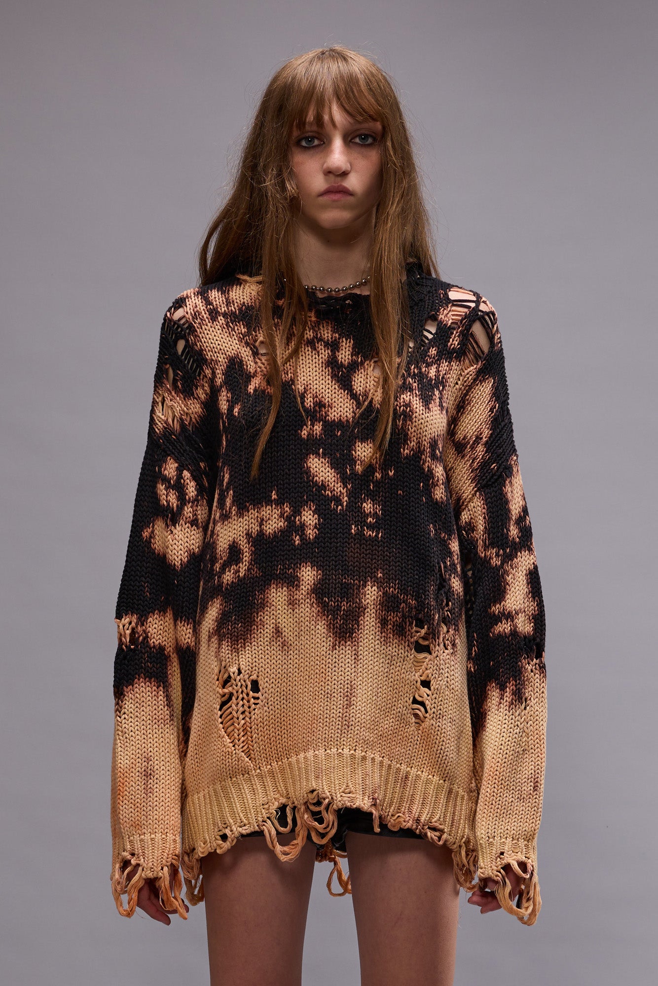 BLEACHED OVERSIZED SWEATER - BLEACHED BLACK | R13 ONLINE