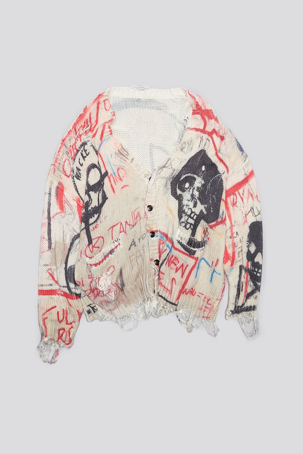 PRINTED OVERSIZED CARDIGAN - SKULL GRAFFITI PRINT | R13 US