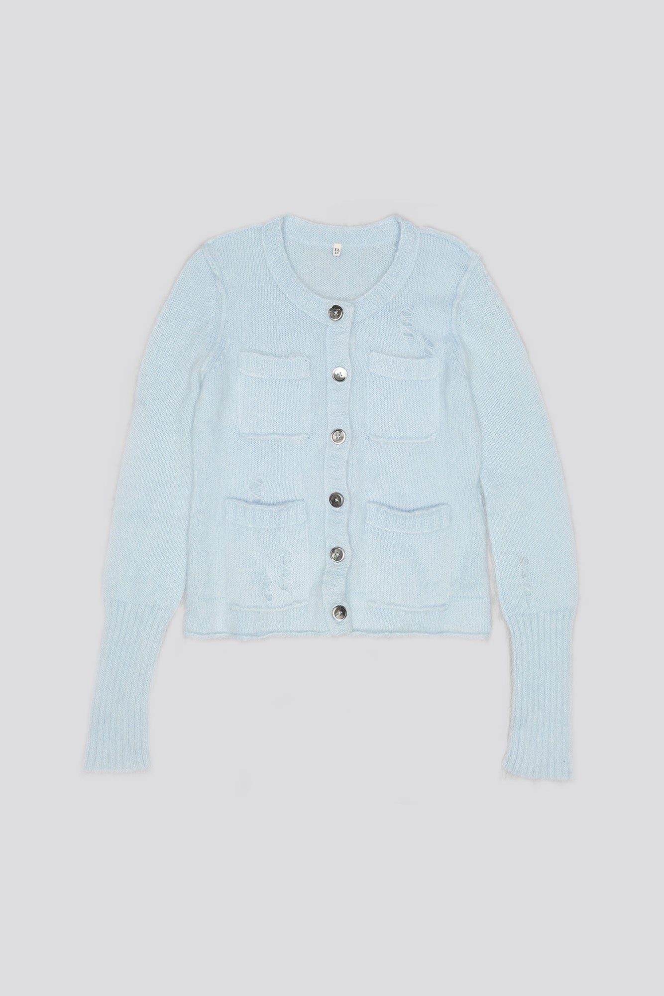 ELONGATED SHRUNKEN CREWNECK CARDIGAN - LIGHT BLUE | R13 sale