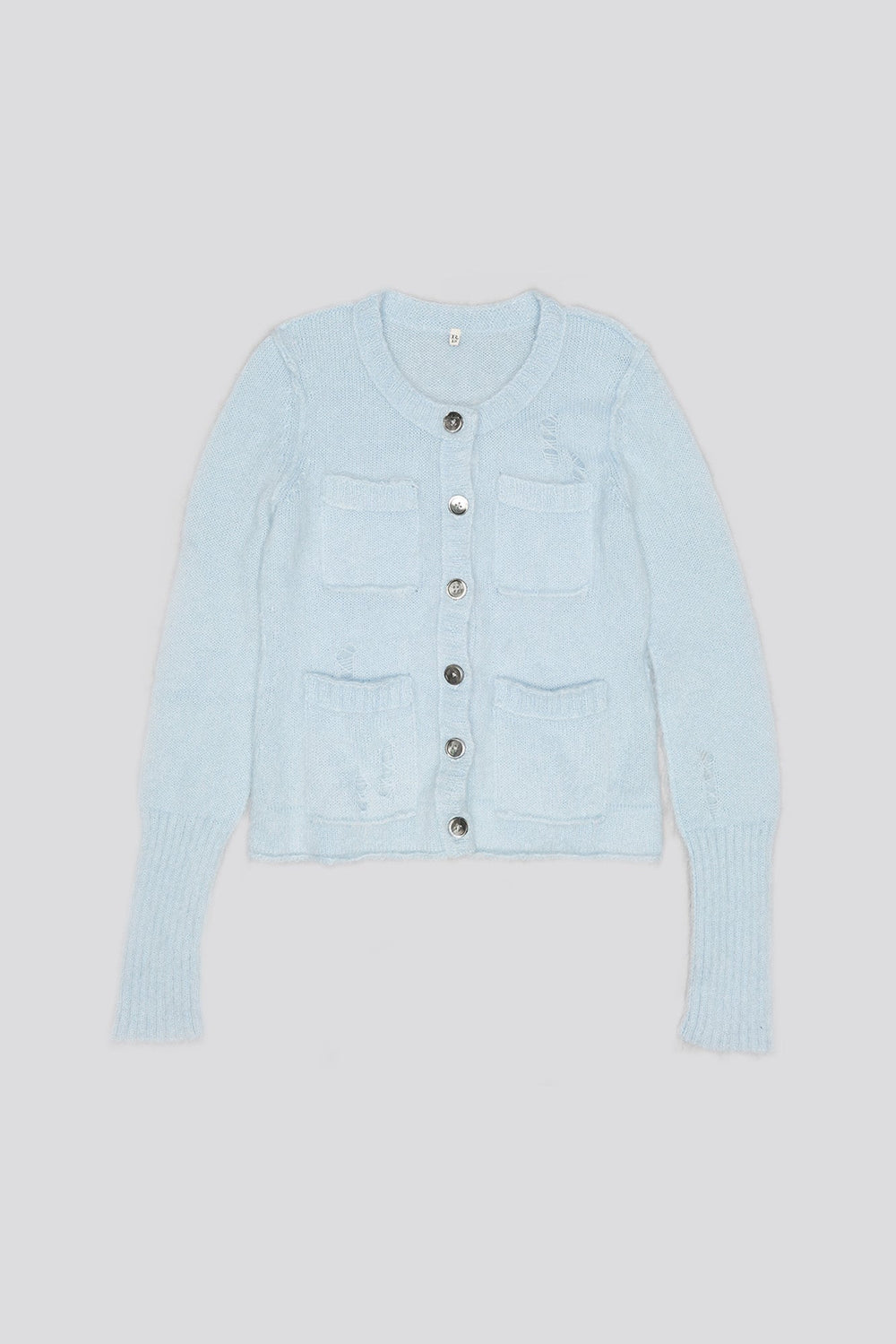 ELONGATED SHRUNKEN CREWNECK CARDIGAN - LIGHT BLUE | R13 sale