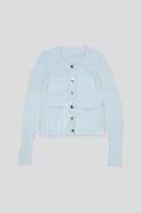 ELONGATED SHRUNKEN CREWNECK CARDIGAN - LIGHT BLUE | R13 sale