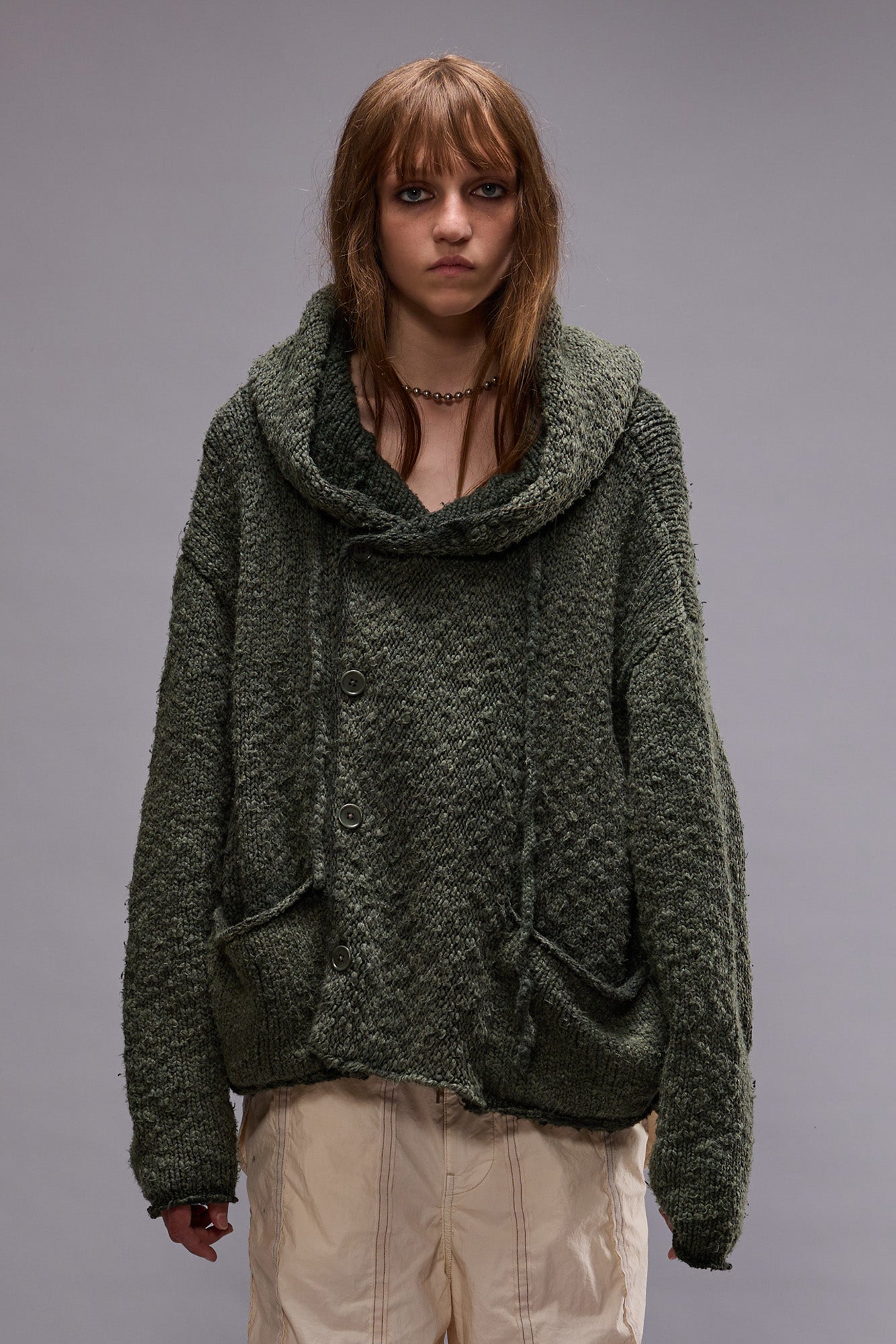HOODED PARKA CARDIGAN - WASHED OLIVE | R13 discount