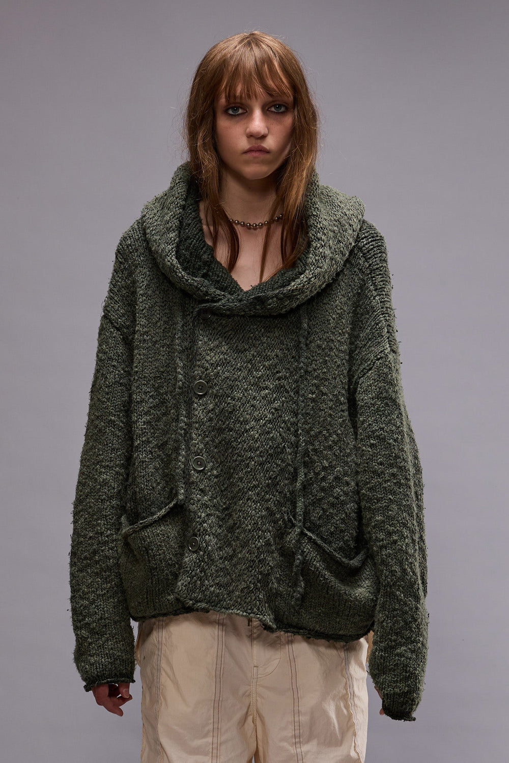 HOODED PARKA CARDIGAN - WASHED OLIVE | R13 discount