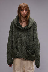 HOODED PARKA CARDIGAN - WASHED OLIVE | R13 discount