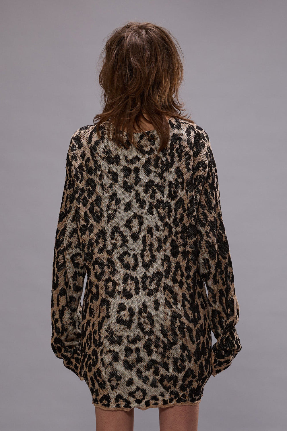 BOYFRIEND CARDIGAN - LIGHT LEOPARD JACQUARD | R13 outlet