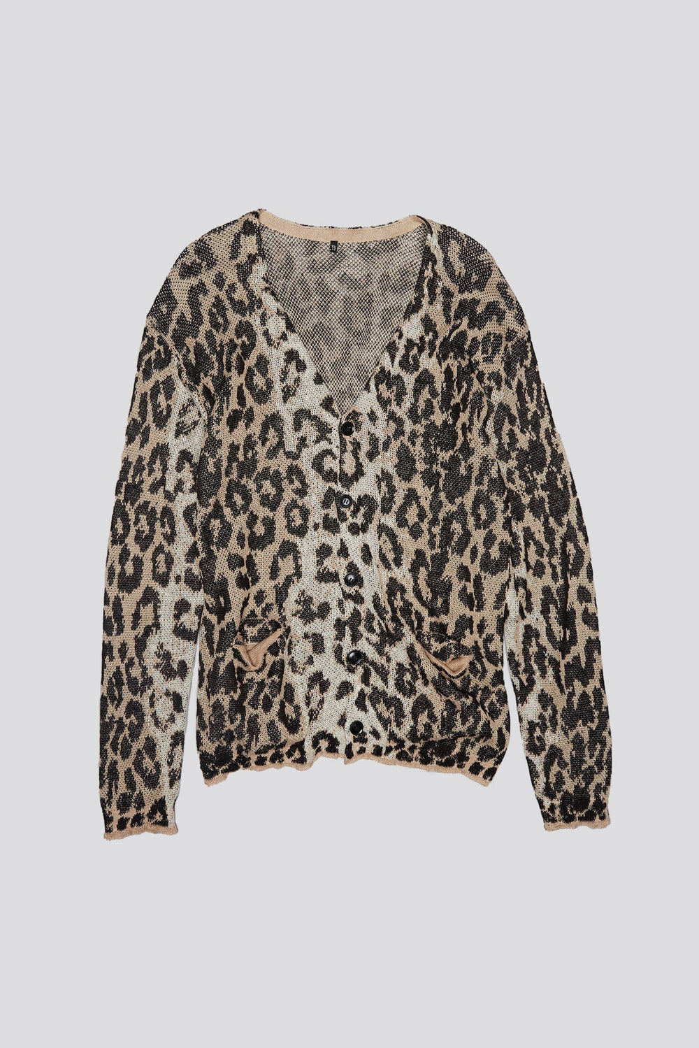 BOYFRIEND CARDIGAN - LIGHT LEOPARD JACQUARD | R13 outlet