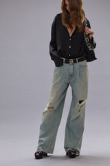 DAMON PLEATED WIDE LEG JEAN - LENNON BLUE | R13 outlet