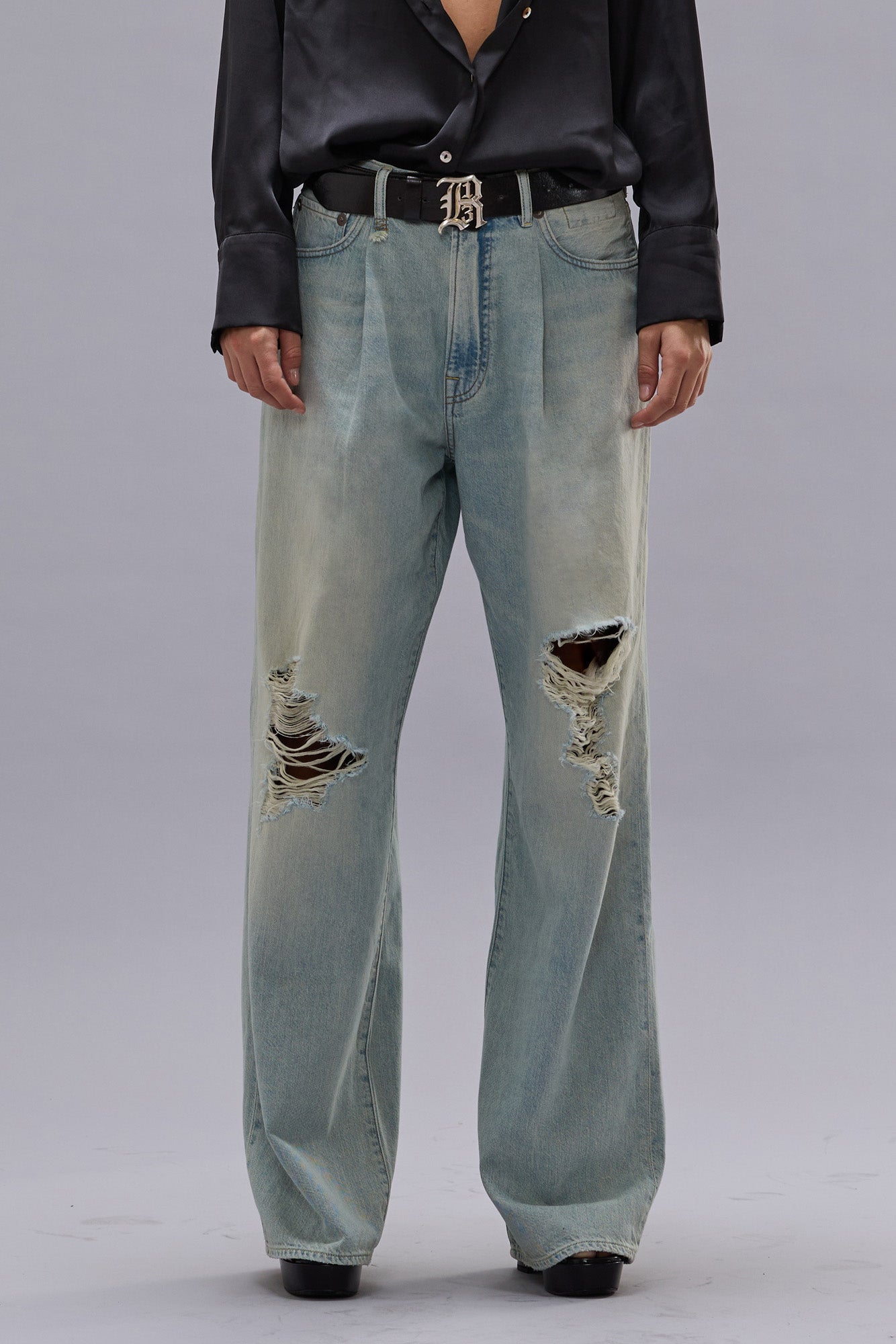 DAMON PLEATED WIDE LEG JEAN - LENNON BLUE | R13 outlet
