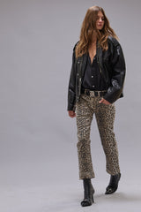BOY STRAIGHT - ECRU LEOPARD STRETCH | R13 discount