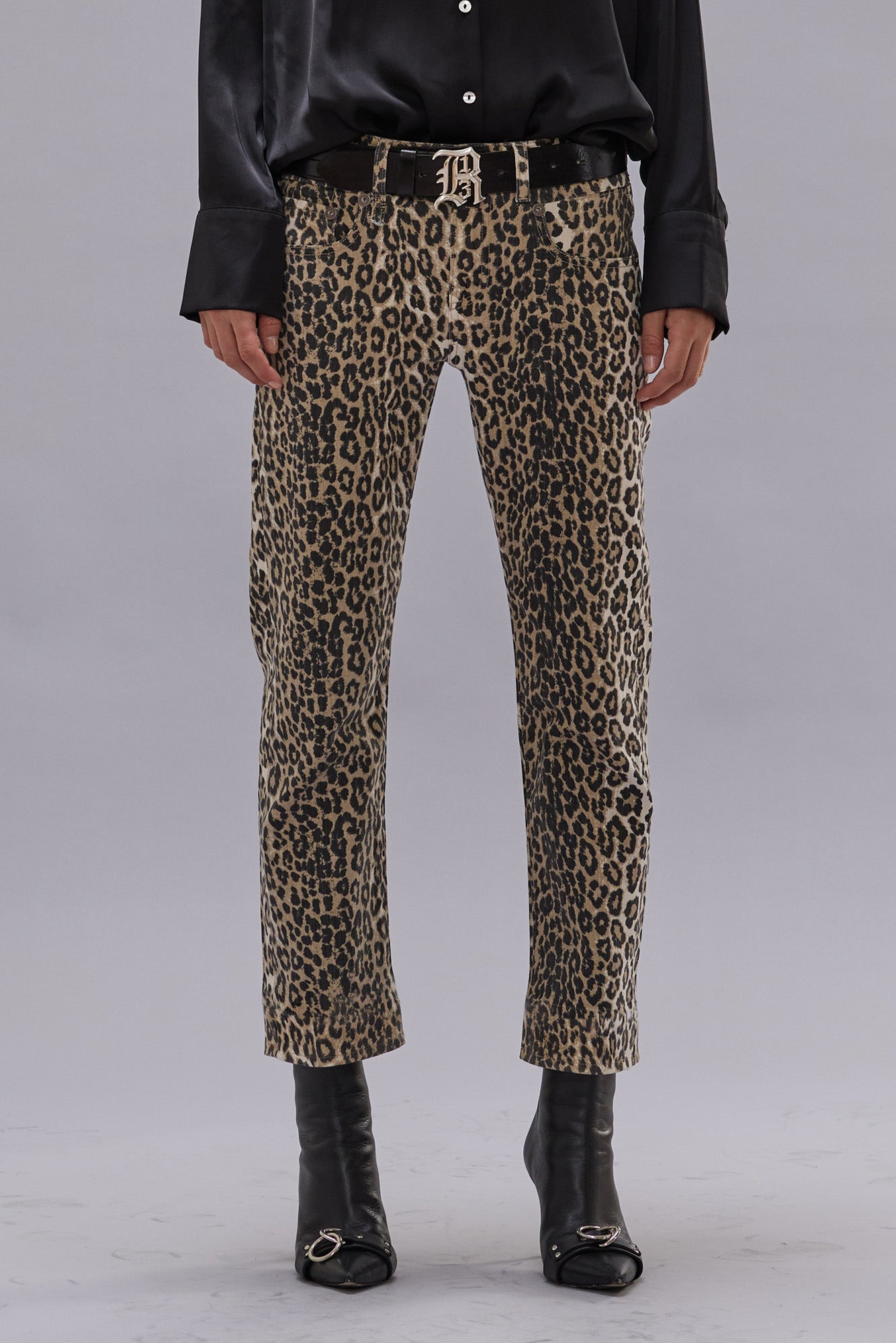 BOY STRAIGHT - ECRU LEOPARD STRETCH | R13 discount