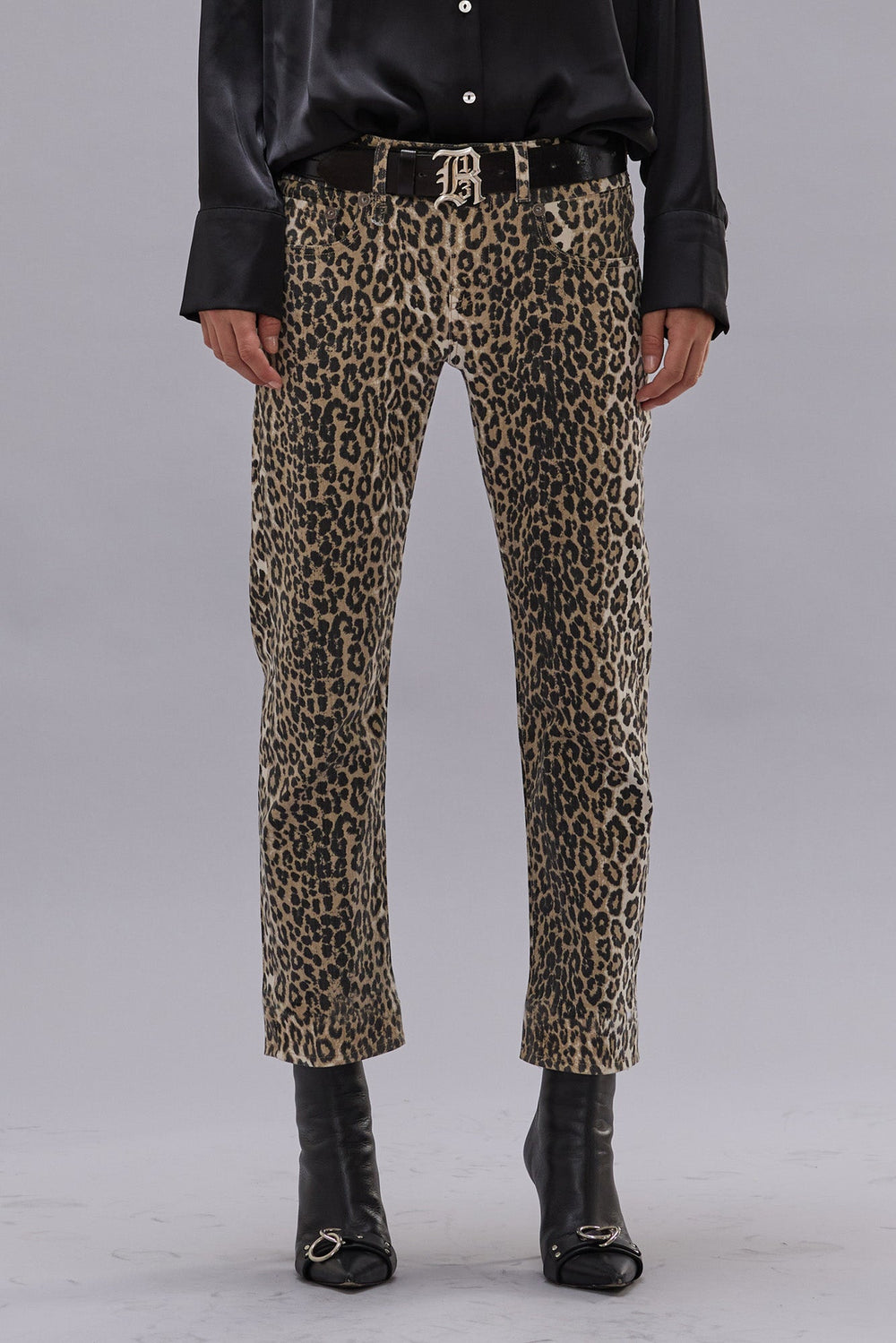 BOY STRAIGHT - ECRU LEOPARD STRETCH | R13 discount
