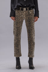 BOY STRAIGHT - ECRU LEOPARD STRETCH | R13 discount