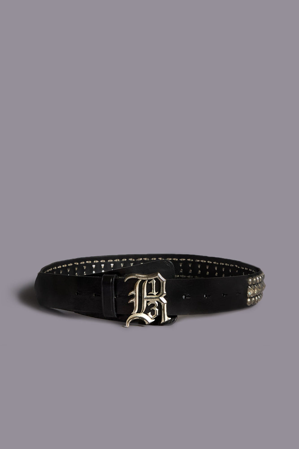 STUDDED LOGO BUCKLE BELT - BLACK | R13 sale