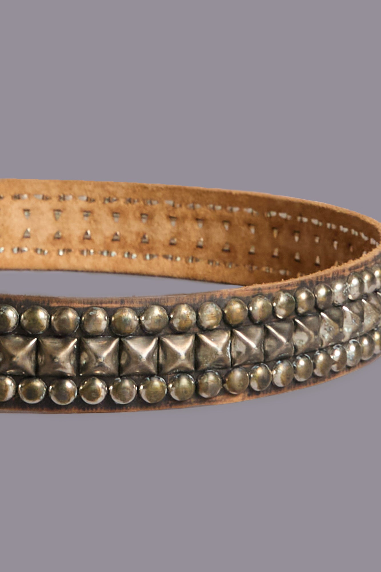 STUDDED LOGO BUCKLE BELT - BROWN | R13 outlet
