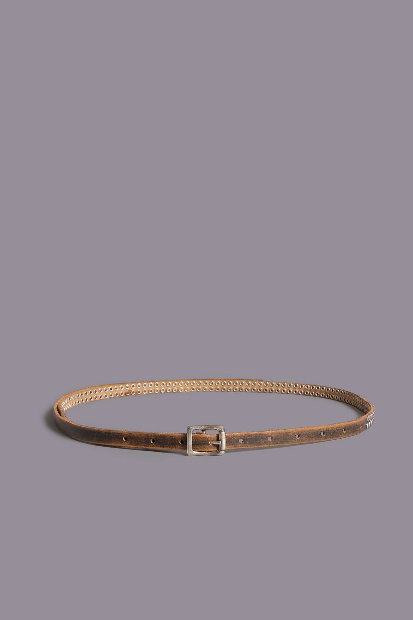 STUDDED SKINNY BELT - BROWN | R13 near me