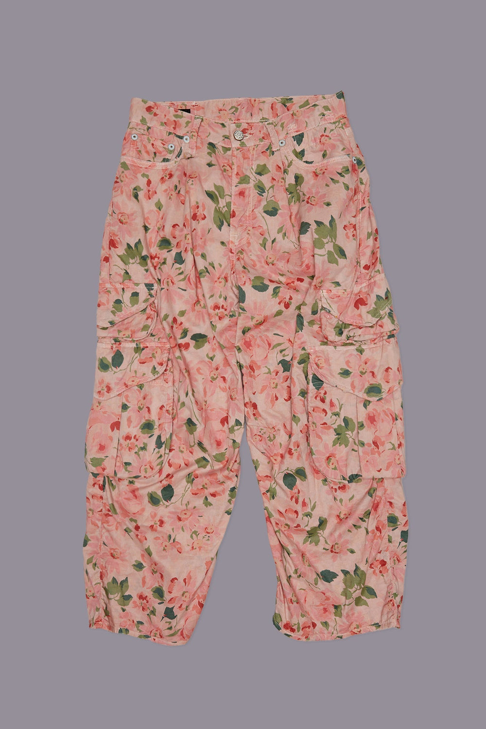 CROPPED MULTI POCKET CARGO - PINK LAYERED FLORAL | R13 ONLINE