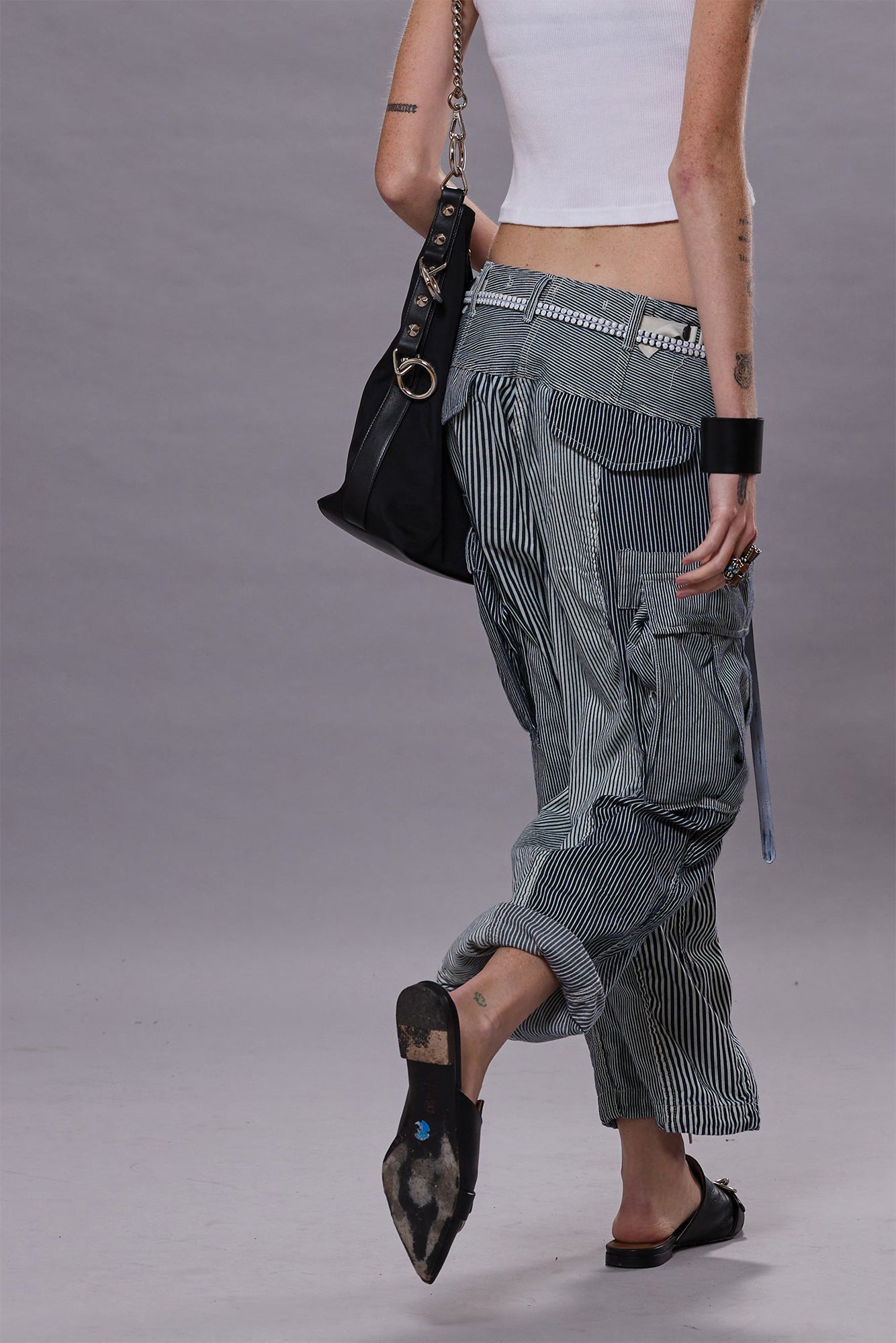 CROPPED CARGO - MULTI STRIPE RAILROAD | R13 discount