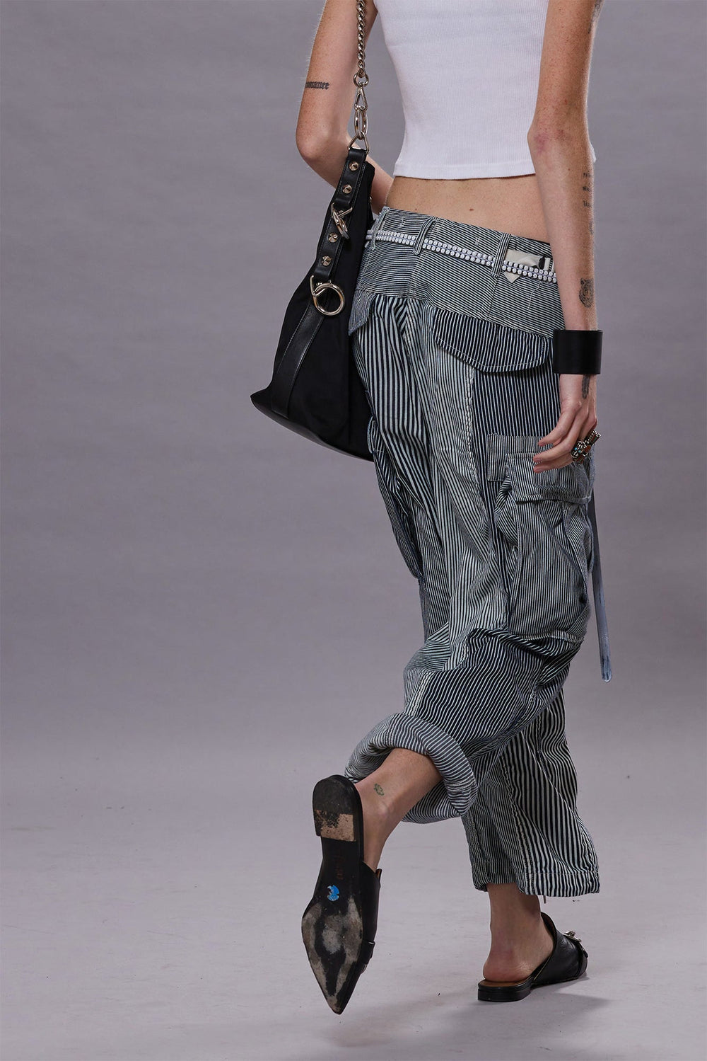 CROPPED CARGO - MULTI STRIPE RAILROAD | R13 discount