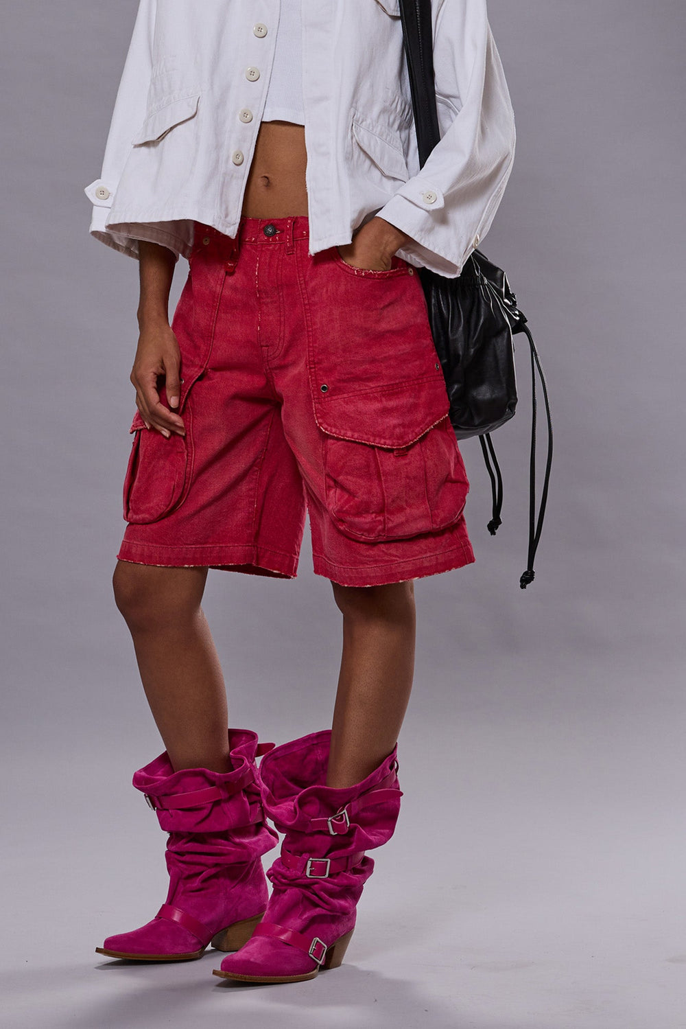 MULTI POCKET BAGGY SHORT - VIVID RED | R13 discount