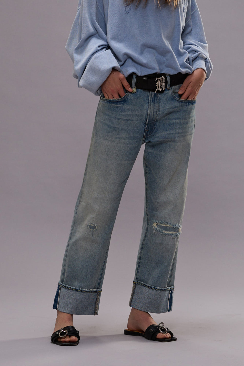 CUFFED X-BOYFRIEND JEAN - ELROY SELVEDGE BLUE | R13 near me