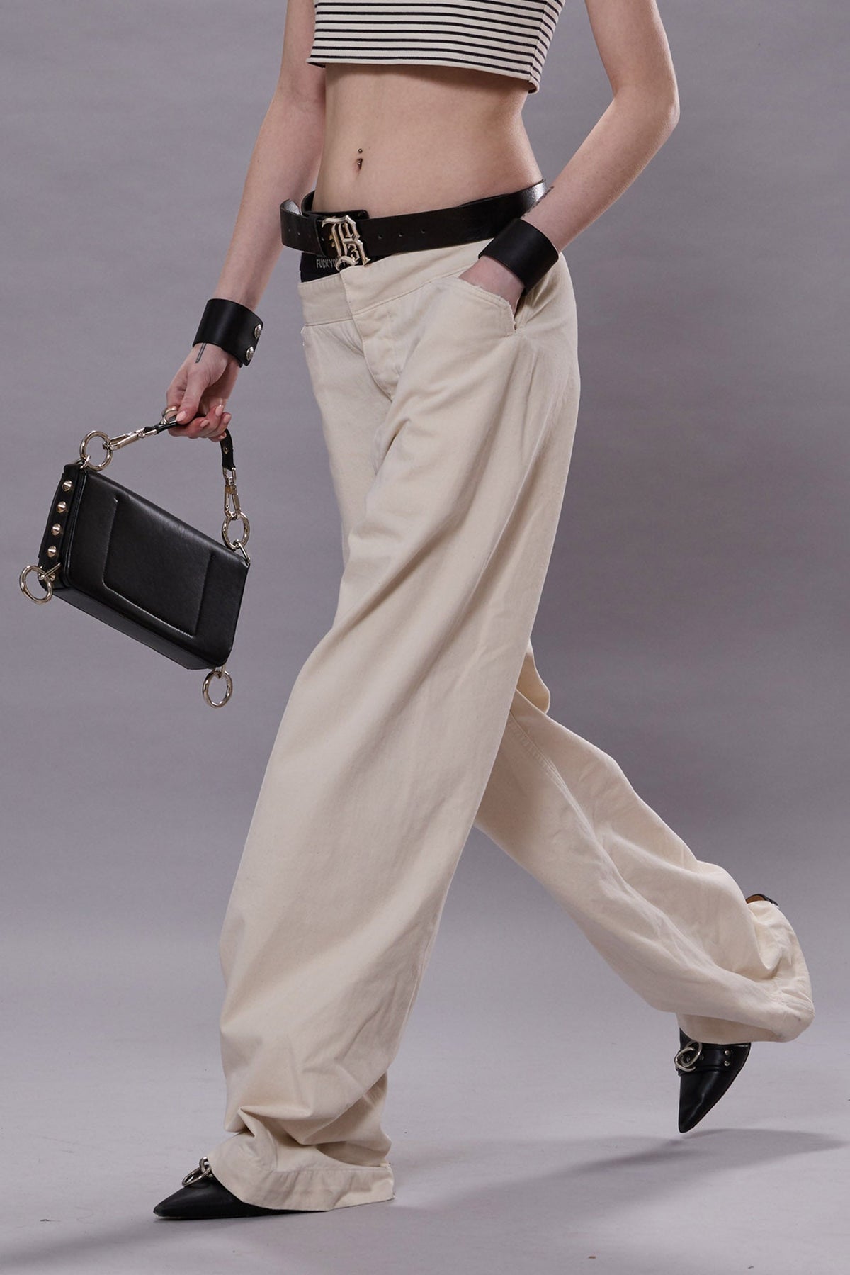 LACE BACK SAILOR PANT - NATURAL SLUBBY TWILL | R13 for sale