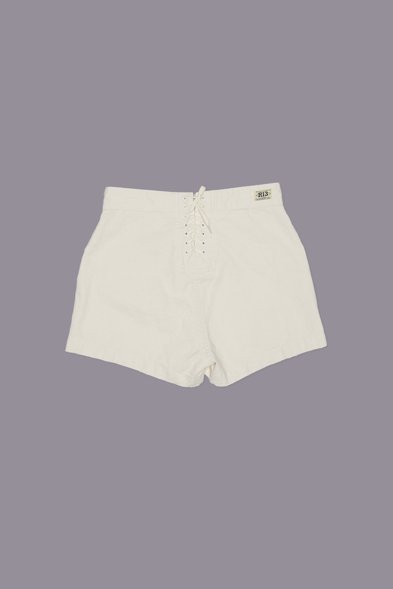 LACE BACK SAILOR SHORT - NATURAL SLUBBY TWILL | R13 discount