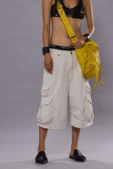 BERMUDA CARGO SHORT - WHITE SLUBBY TWILL | R13 for sale