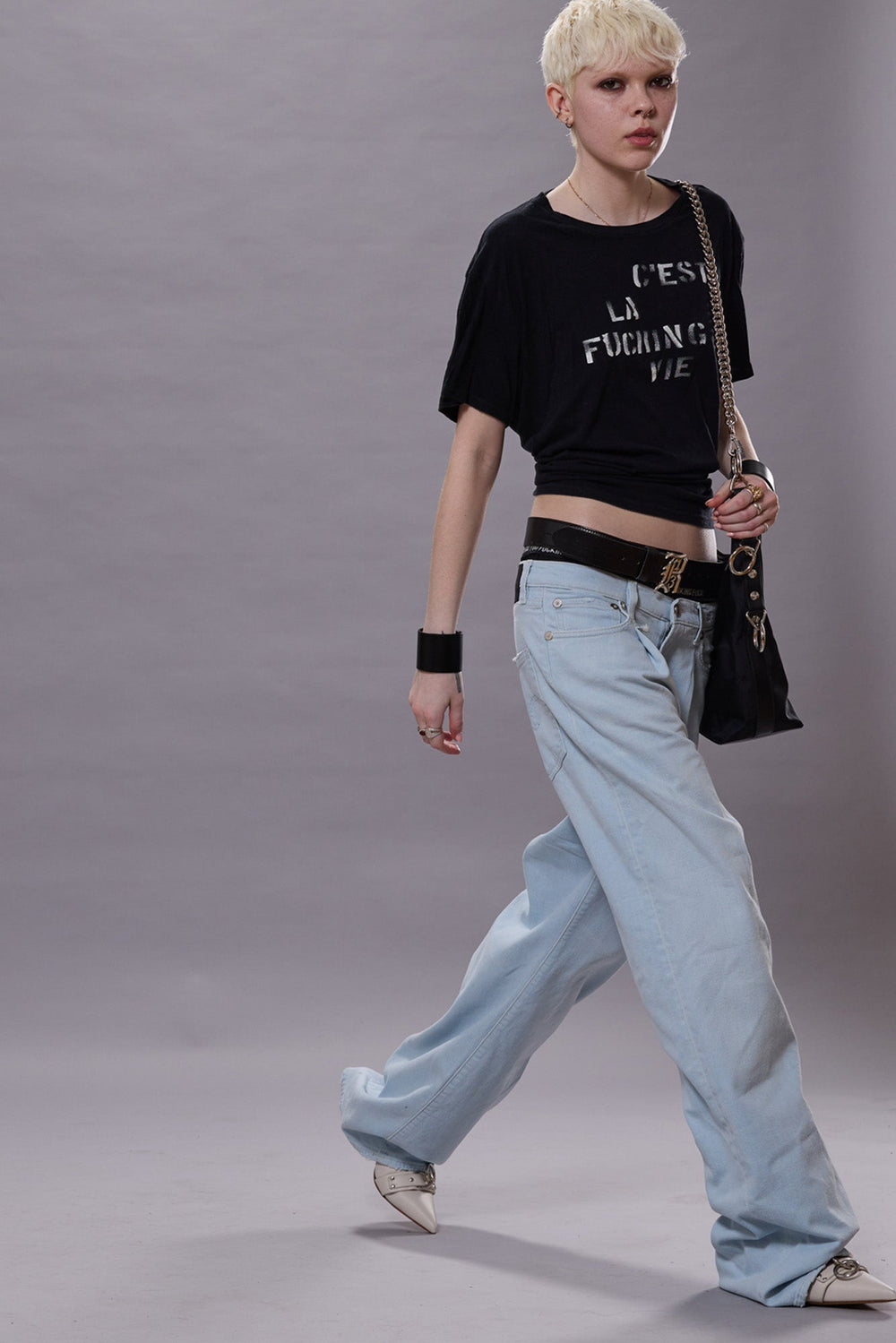 DAMON PLEATED JEAN - FADED BLUE STRETCH | R13 sale