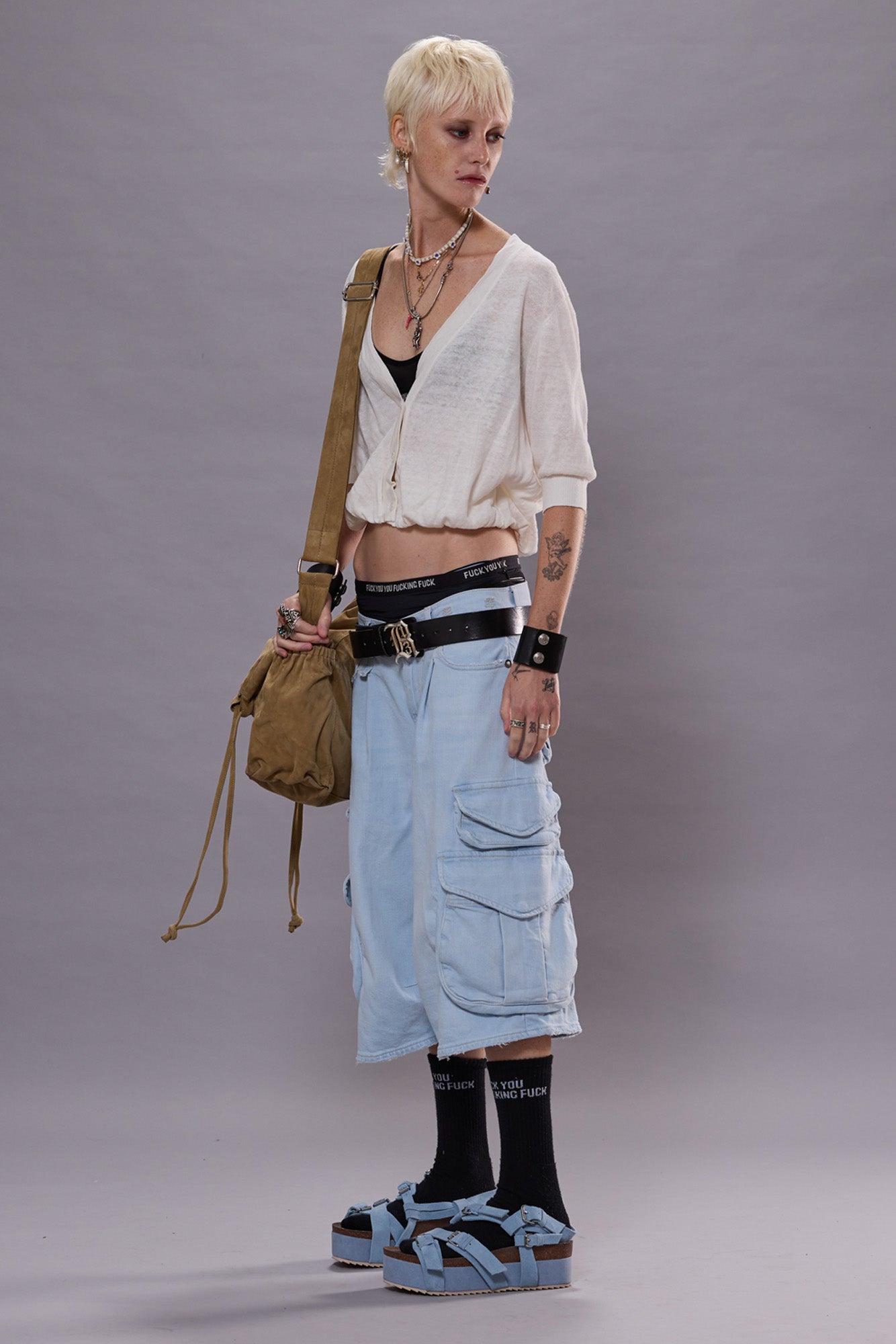 BERMUDA CARGO SHORT - FADED BLUE STRETCH | R13 US