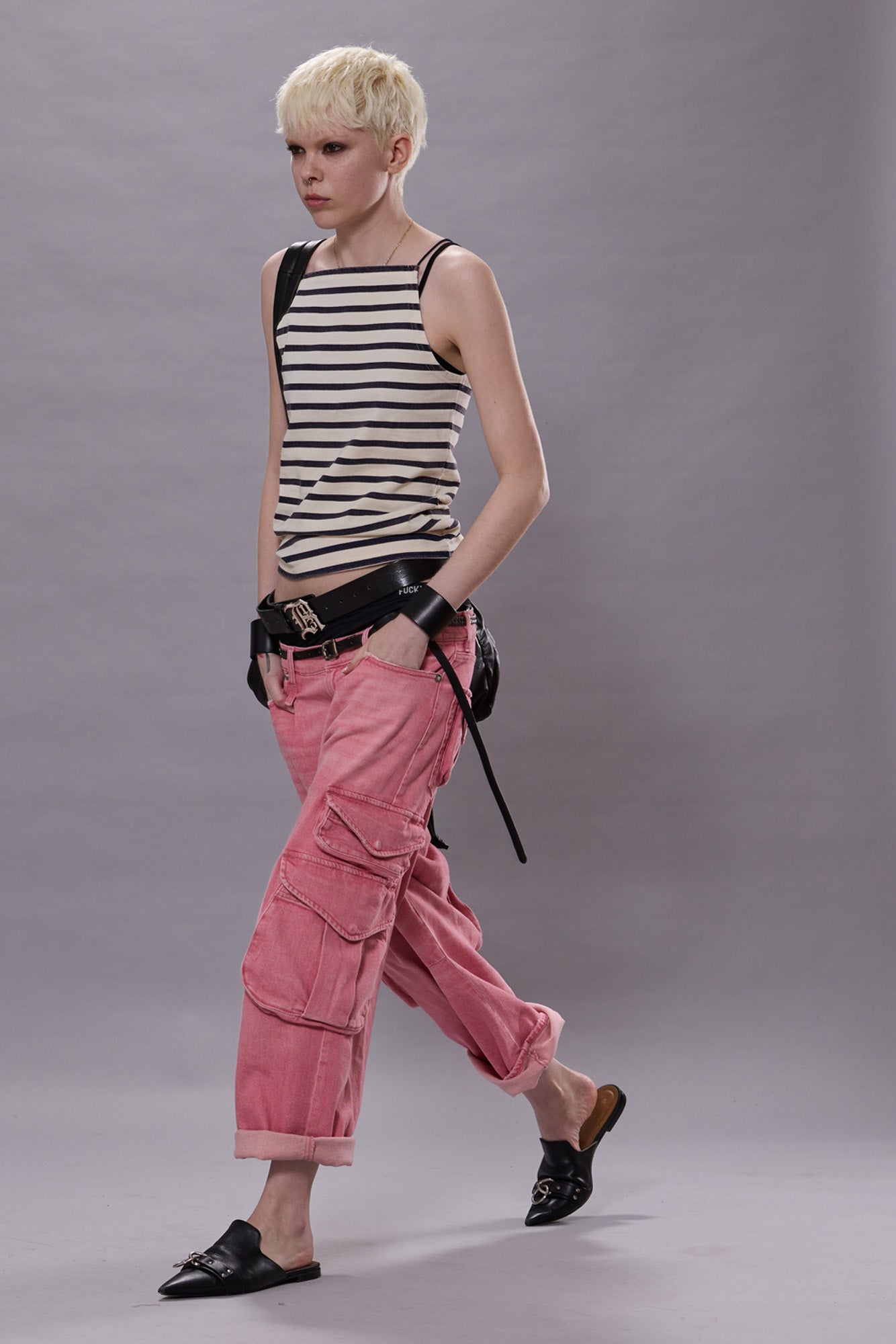 CROPPED MULTI POCKET CARGO - CORAL STRETCH | R13 sale