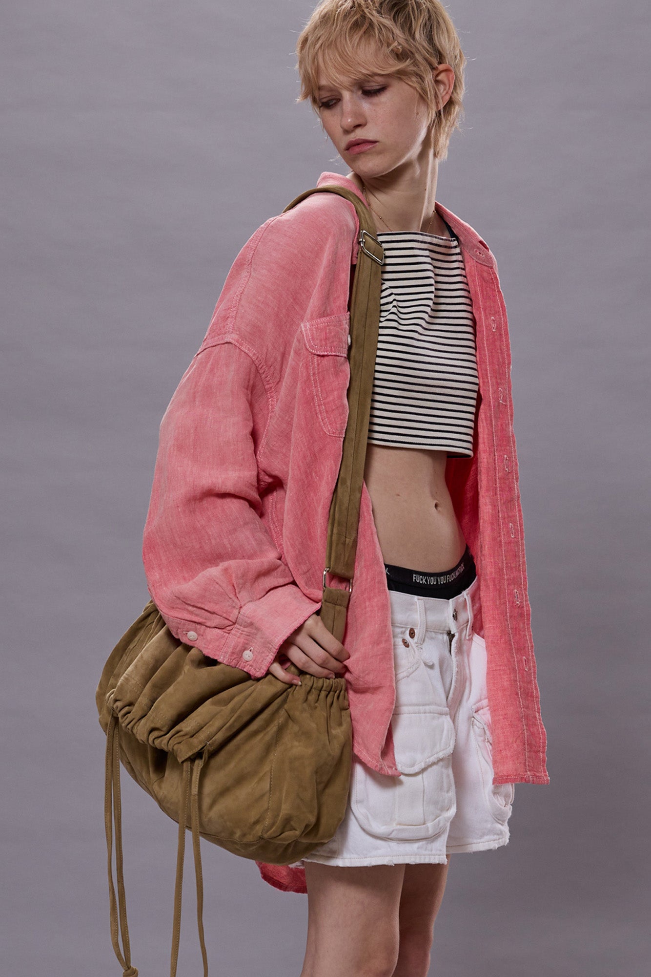 DROP NECK WORK SHIRT - CORAL LINEN CHAMBRAY | R13 ONLINE