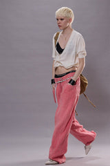 DOUBLE LOOP VENTI JEAN - CORAL LINEN CHAMBRAY | R13 for sale