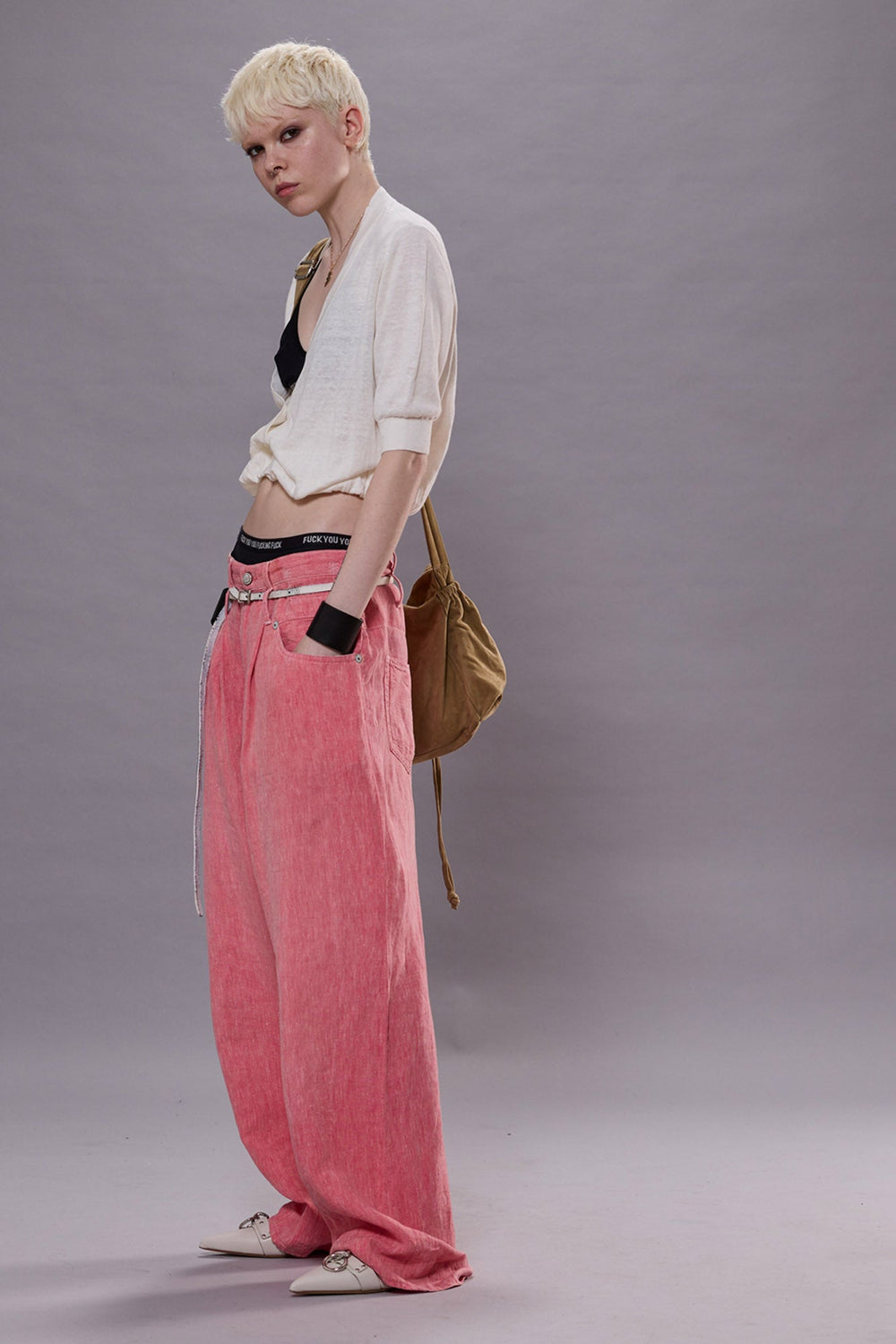 DOUBLE LOOP VENTI JEAN - CORAL LINEN CHAMBRAY | R13 for sale