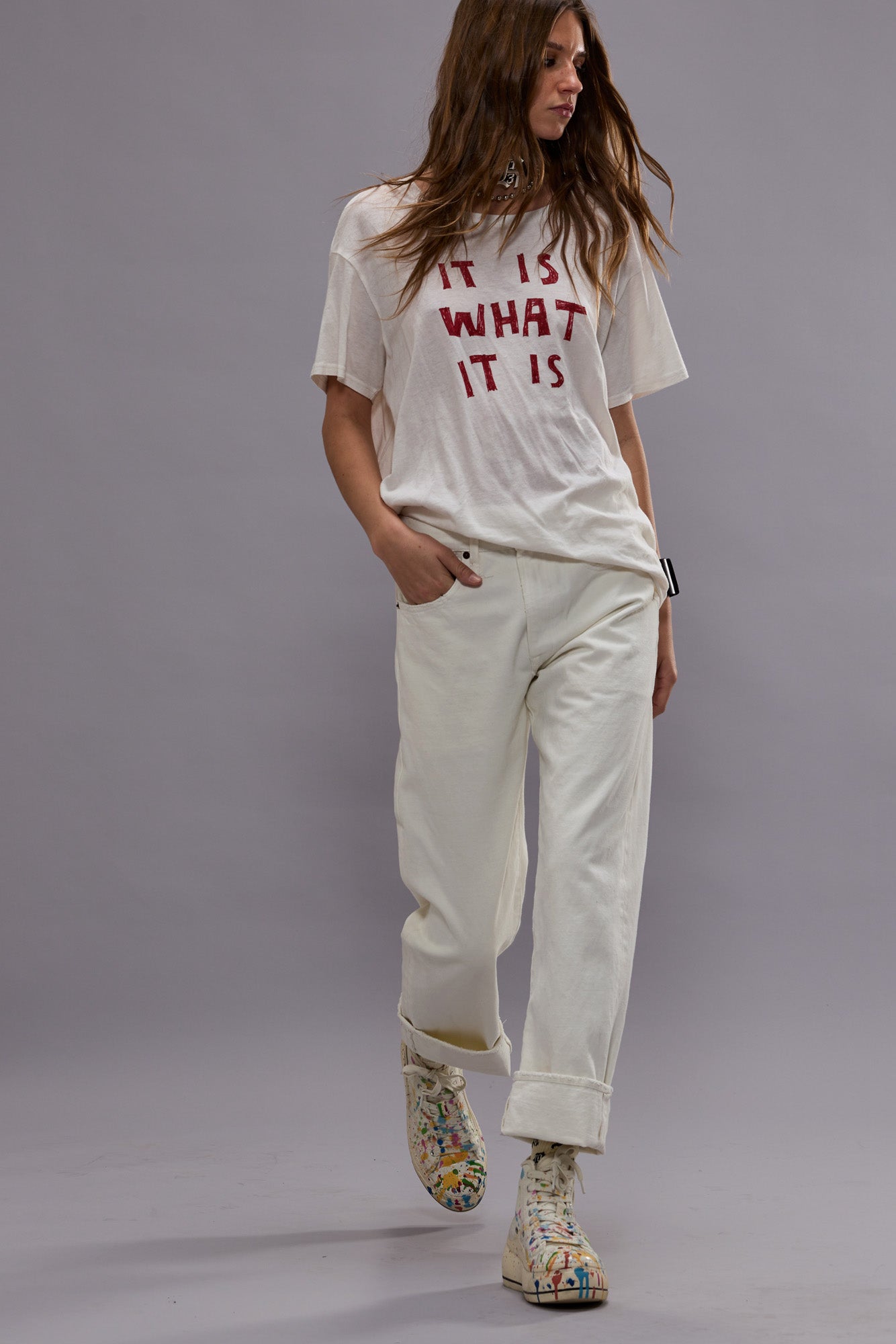 CUFFED X-BOYFRIEND JEAN - BENNETT WHITE SELVEDGE | R13 discount