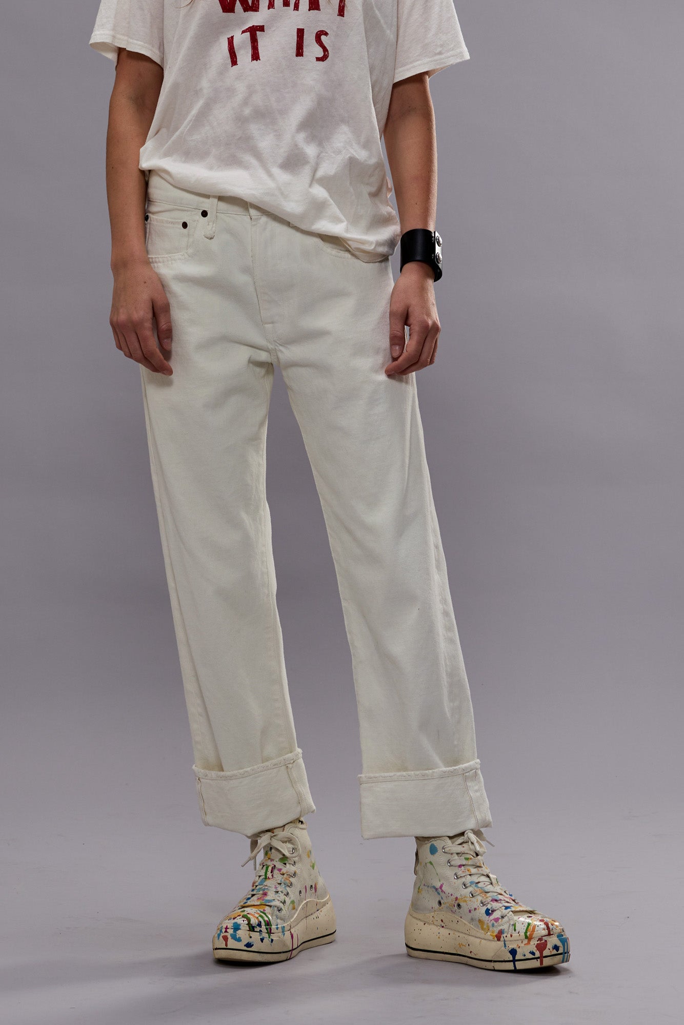 CUFFED X-BOYFRIEND JEAN - BENNETT WHITE SELVEDGE | R13 discount