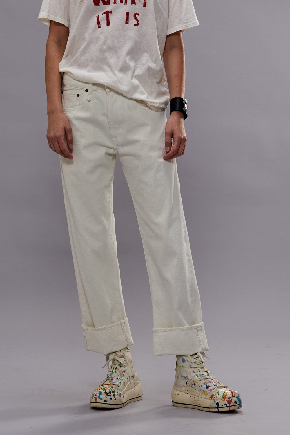 CUFFED X-BOYFRIEND JEAN - BENNETT WHITE SELVEDGE | R13 discount