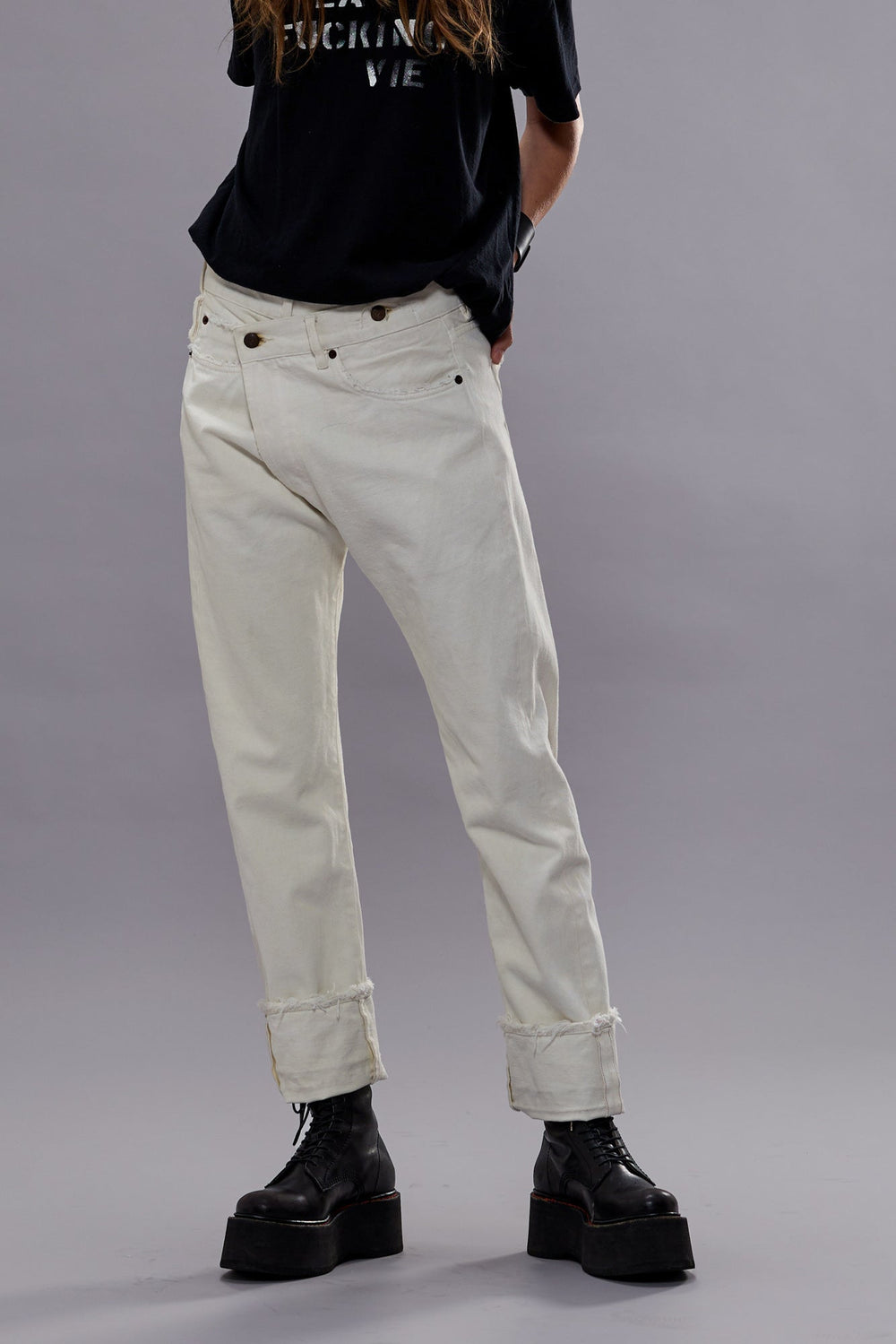 CUFFED CROSSOVER JEAN - BENNETT WHITE SELVEDGE | R13 discount