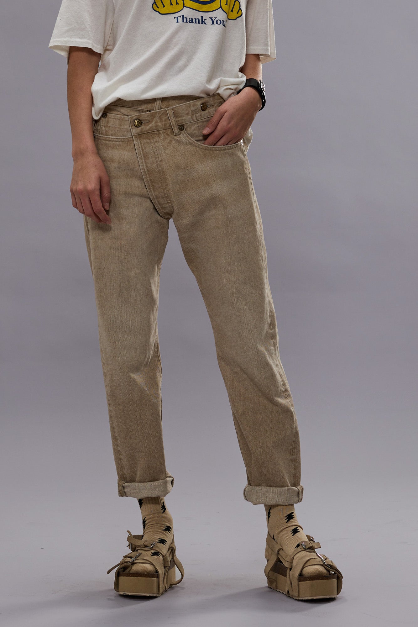 CROSSOVER JEAN - HARLYN KHAKI | R13 for sale