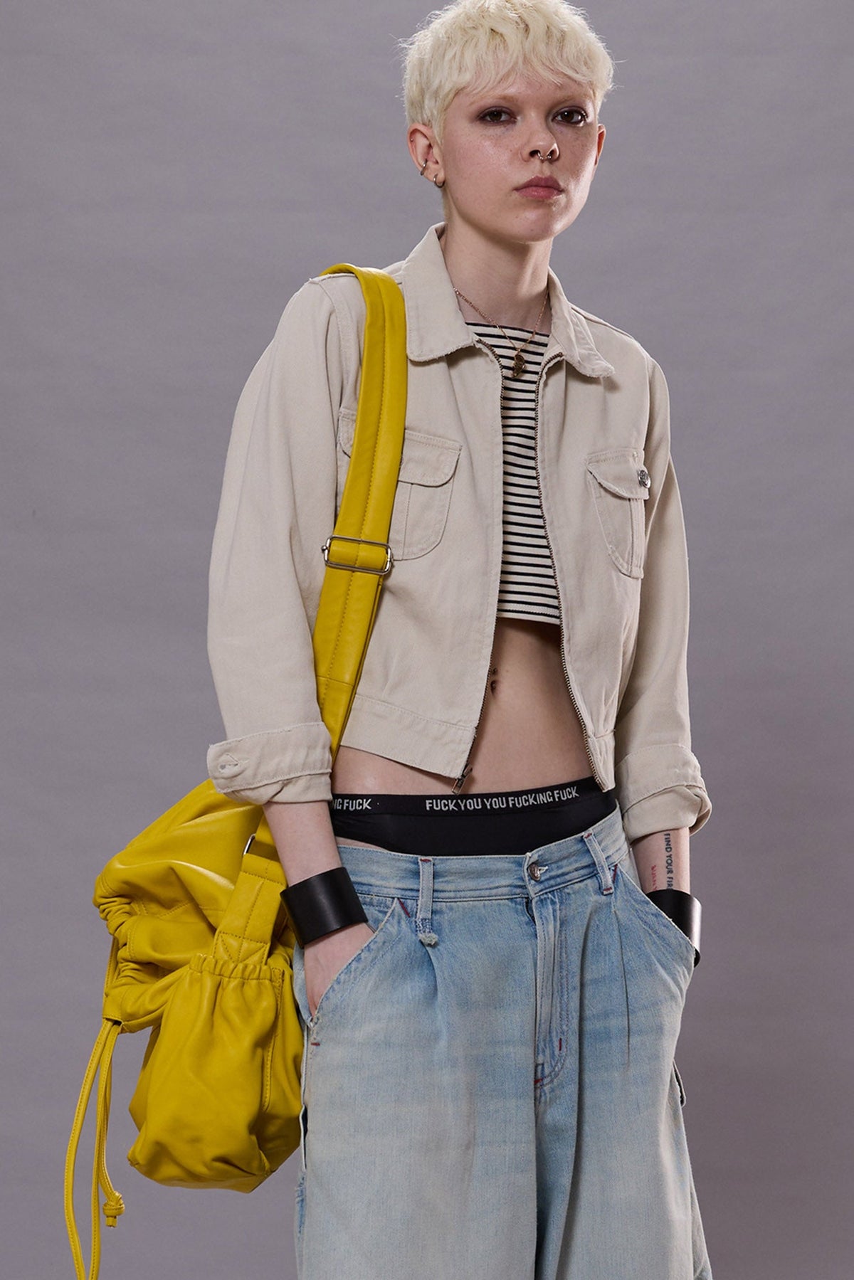 CROPPED RIDER JACKET - IVORY BEEFY TWILL | R13 US