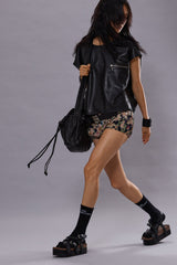 SLEEVELESS LEATHER CREWNECK - BLACK | R13 near me