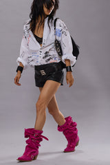 LEATHER MICRO SHORT - BLACK | R13 discount