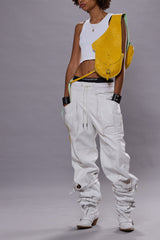PLEATED POCKET STRAIGHT LEG LEATHER PANT - CRACKLE WHITE | R13 outlet