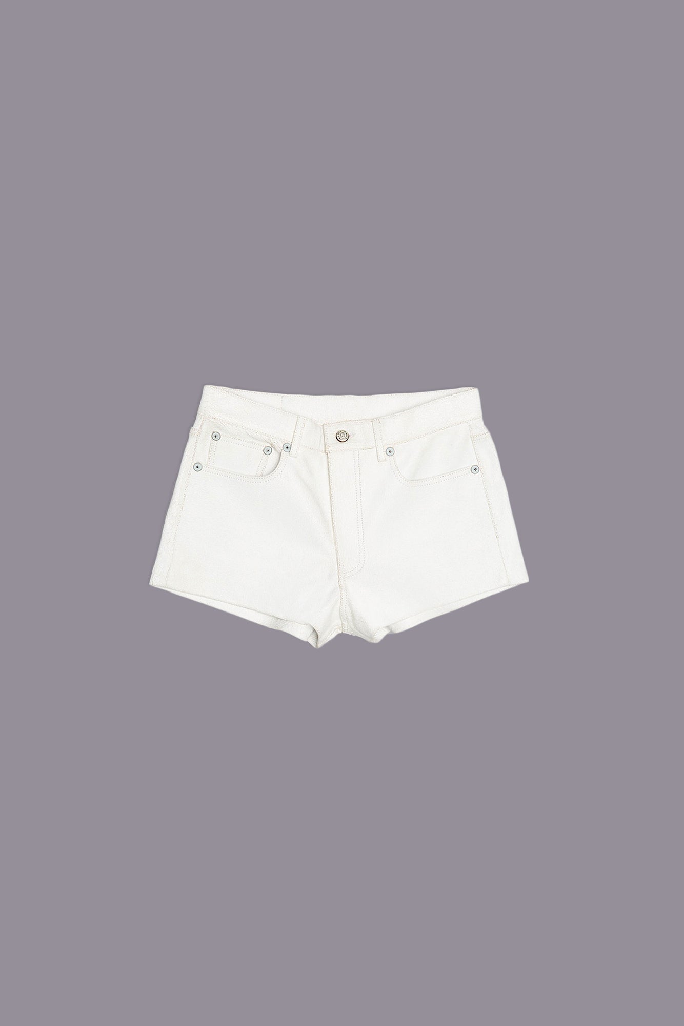 5-POCKET LEATHER SHORT - CRACKLE WHITE | R13 US