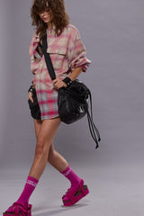RELAXED WORKSHIRT - BLEACHED OUT PINK/GREY PLAID | R13 US